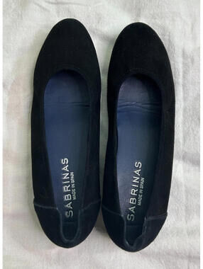 Sabrinas London Black Suede Ballet Wedge Slip-On Shoes EU40 US 9